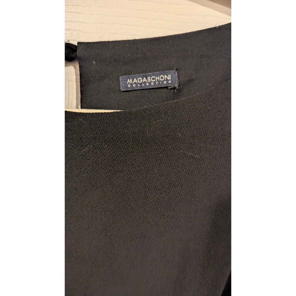 Magaschoni Collection Sheath Dress S Black Sleeveless Pockets Knee Length‎ LBD - Picture 2 of 7